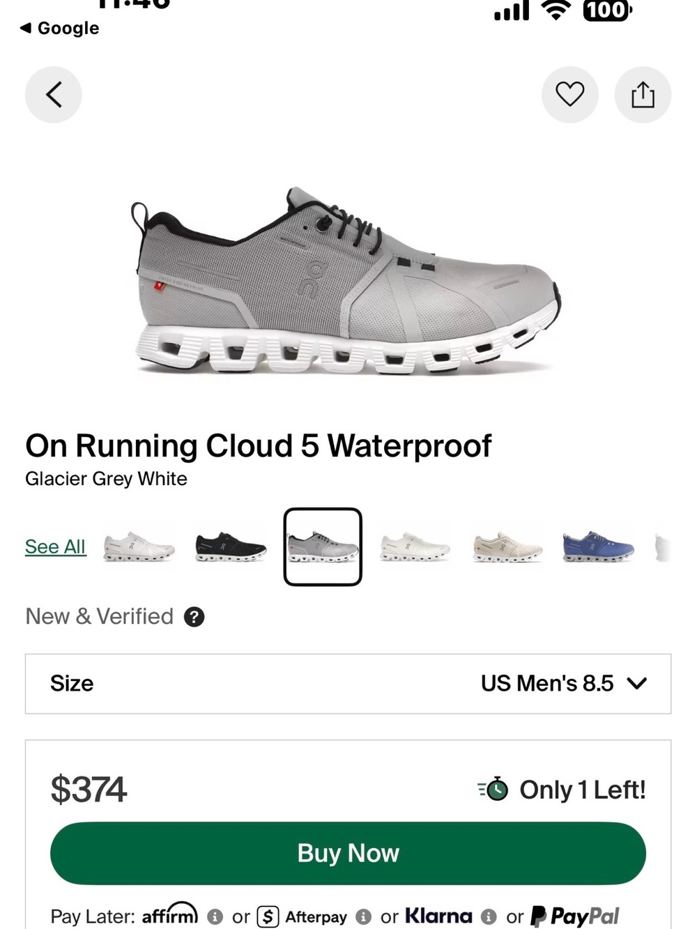 On Running Cloud 5 Waterproof Men's Running Shoes sz 8 m / 9.5 woman new